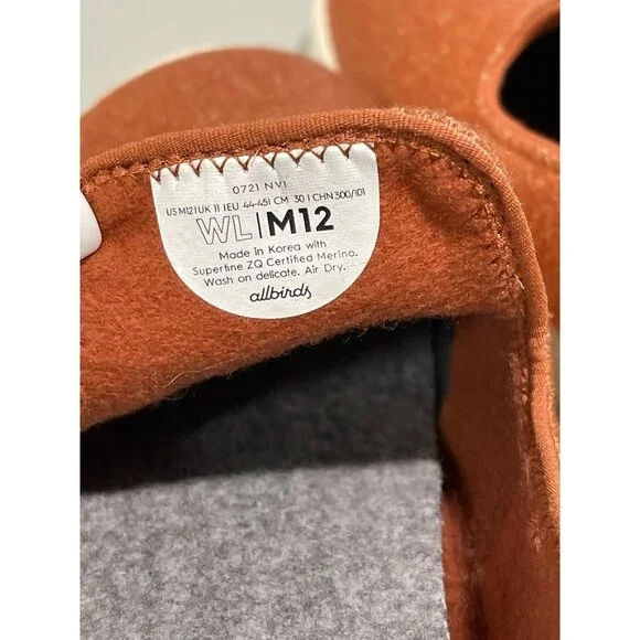 Allbirds Mens Wool Lounger Diablo Slip-On Shoes Size 12 Rust/White - Picture 5 of 6